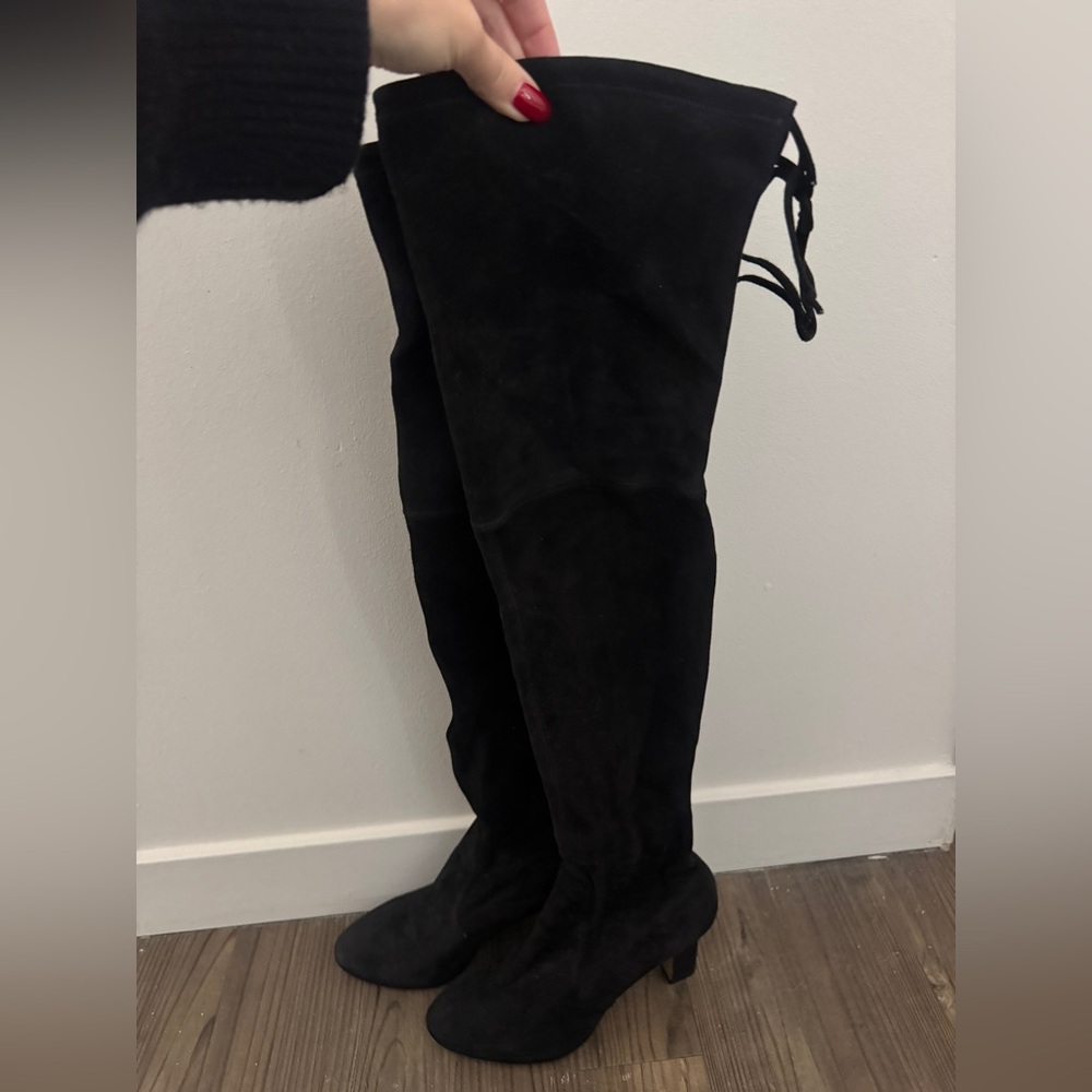 Stuart Weitzman Black Suede Over-the-Knee Boots
